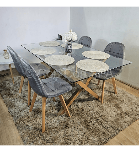 Comedor Medlock 130 x 80cm + 4  Sillas Capitonne Velvet 