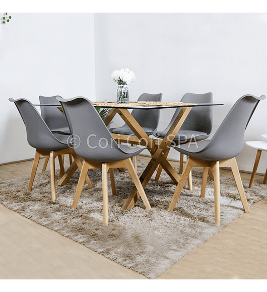 Comedor Medlock 120 x 80cm + 6 Sillas Tulip 