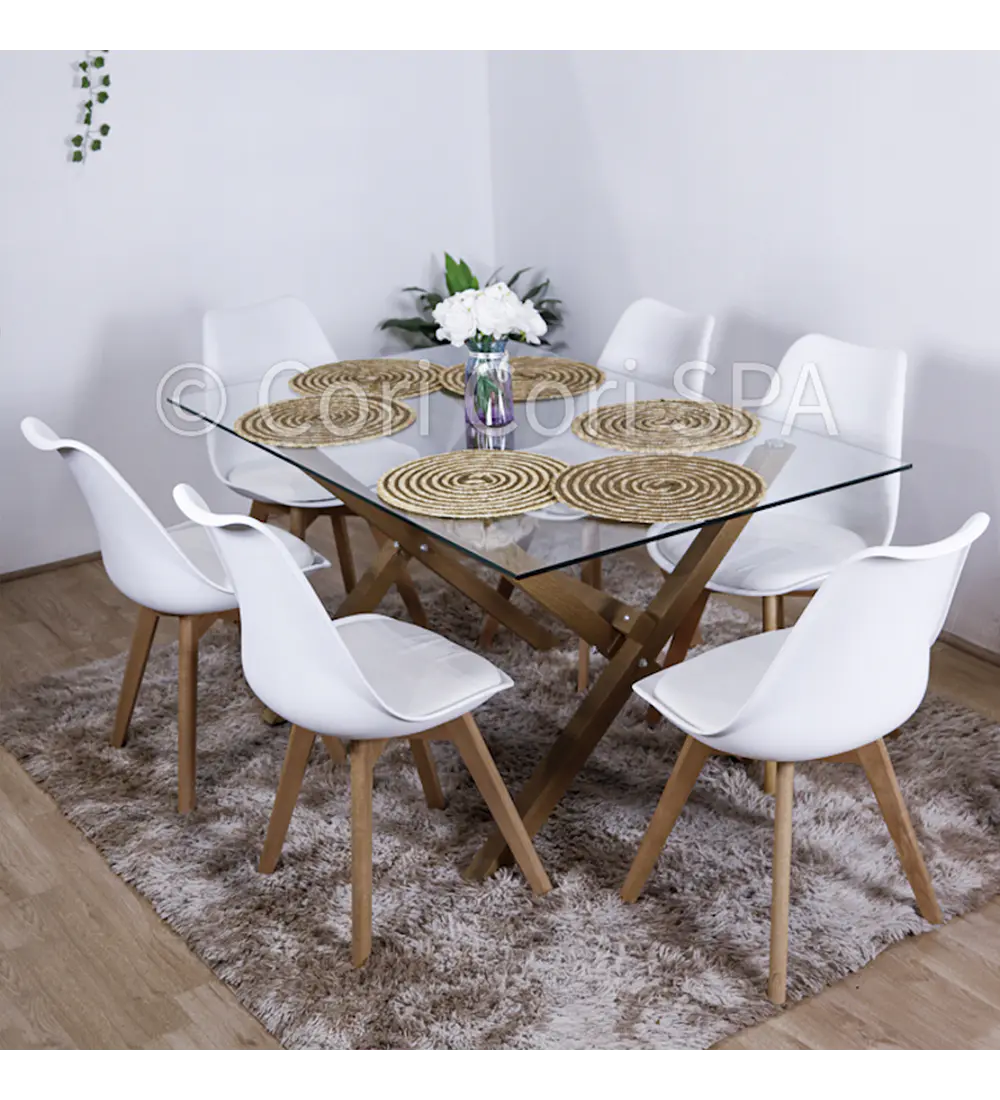 Comedor Medlock 120 x 80cm + 6 Sillas Tulip 