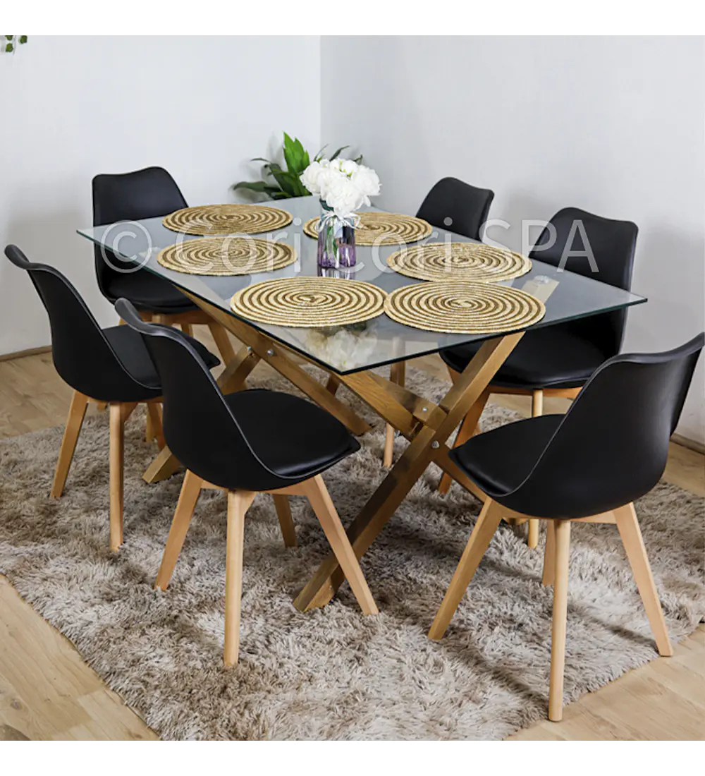 Comedor Medlock 120 x 80cm + 6 Sillas Tulip 