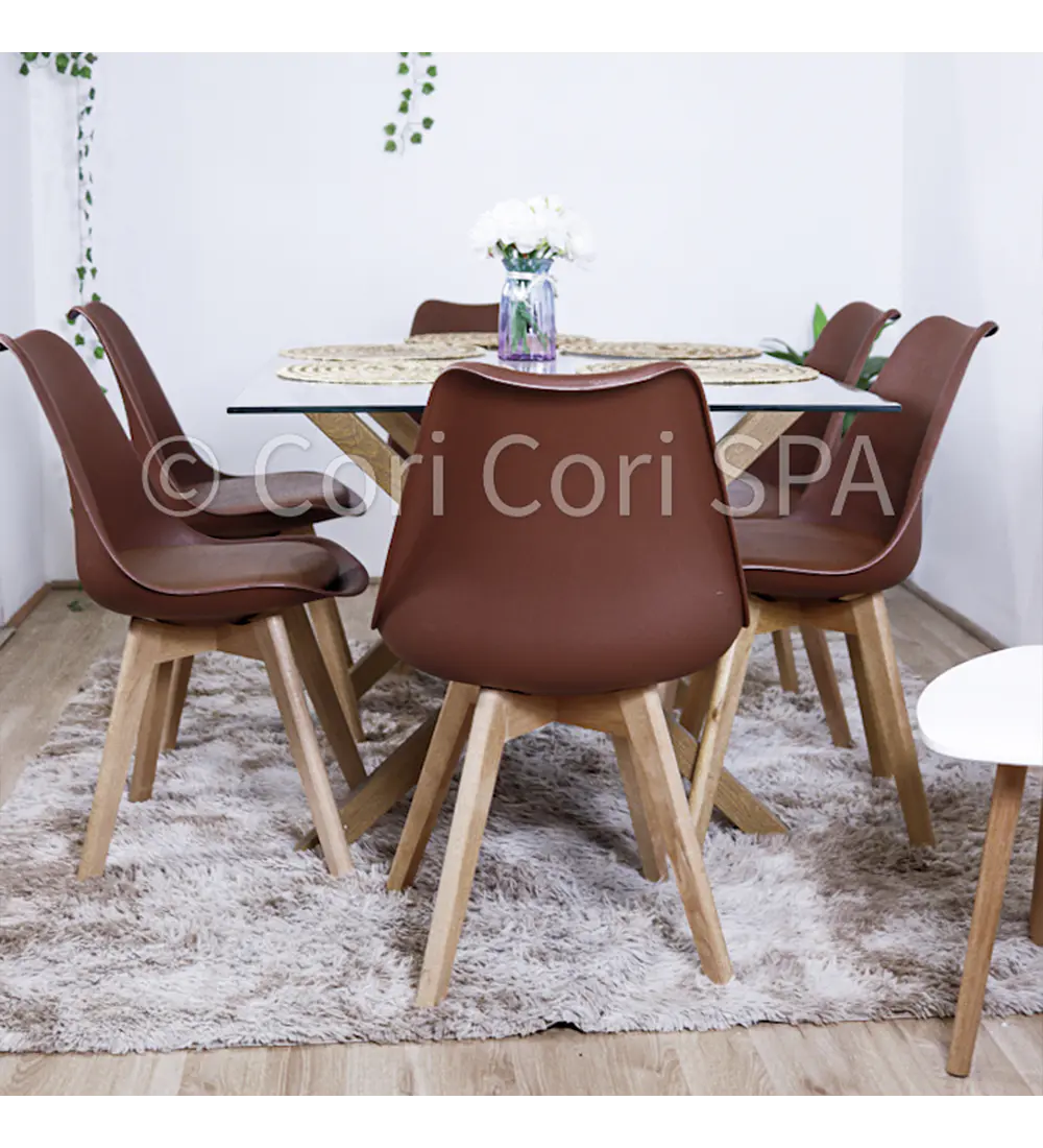 Comedor Medlock 120 x 80cm + 6 Sillas Tulip 