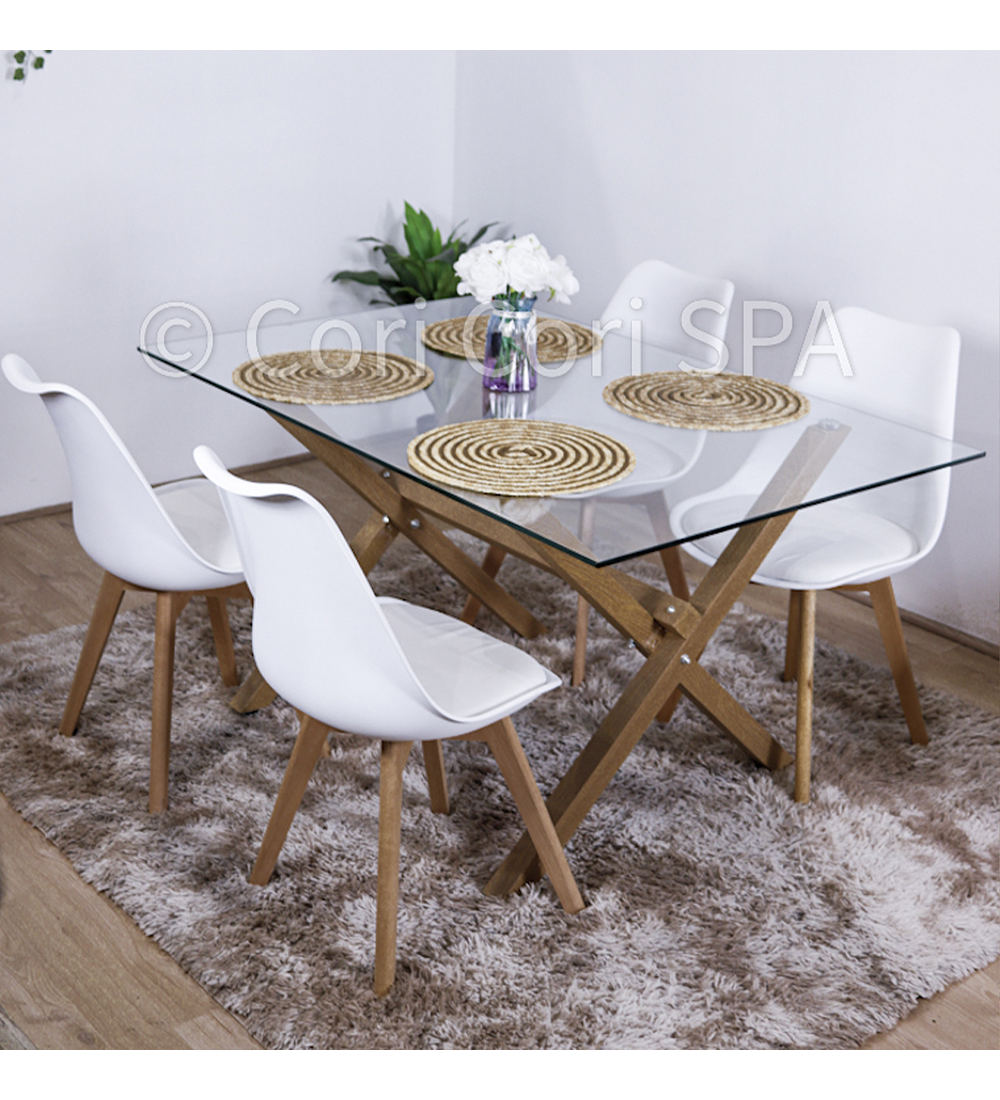 Comedor Medlock (130 x 80cm) + 4 sillas Tulip 