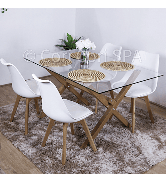 Comedor Medlock 120 x 80cm + 4 Sillas Tulip 