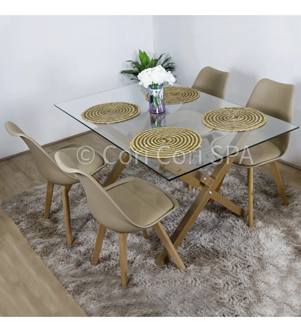 Comedor Medlock 120 x 80cm + 4 Sillas Tulip 