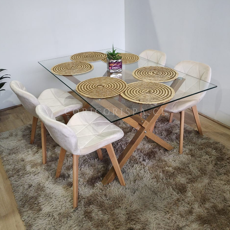 Comedor Medlock 140x90cm + 4 Sillas Mariposa Velvet  1