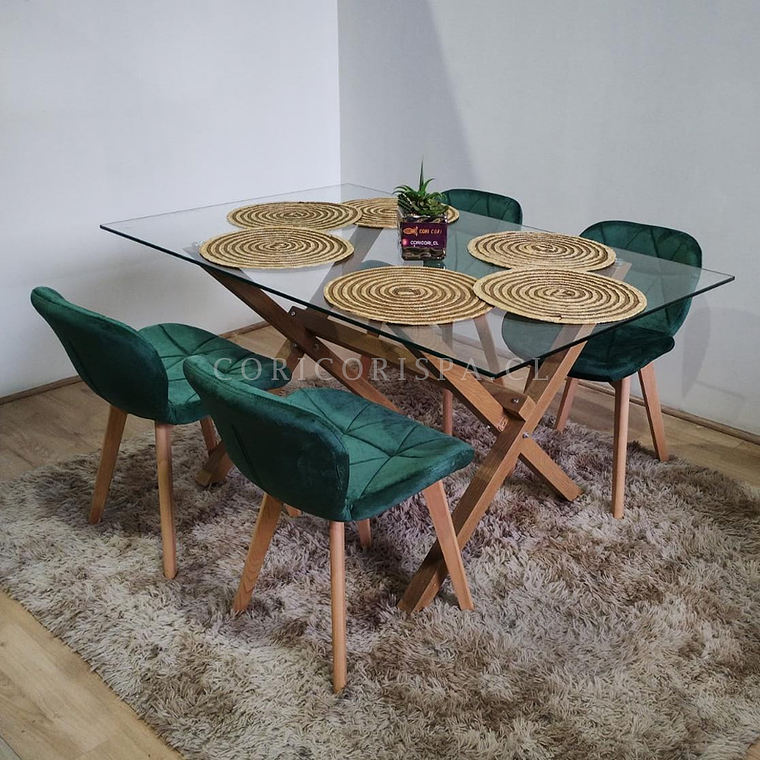 Comedor Medlock 140x90cm + 4 Sillas Mariposa Velvet  3