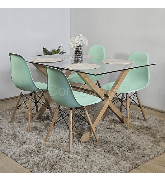 Comedor Medlock 130 x 80cm + 4 Sillas Eames 