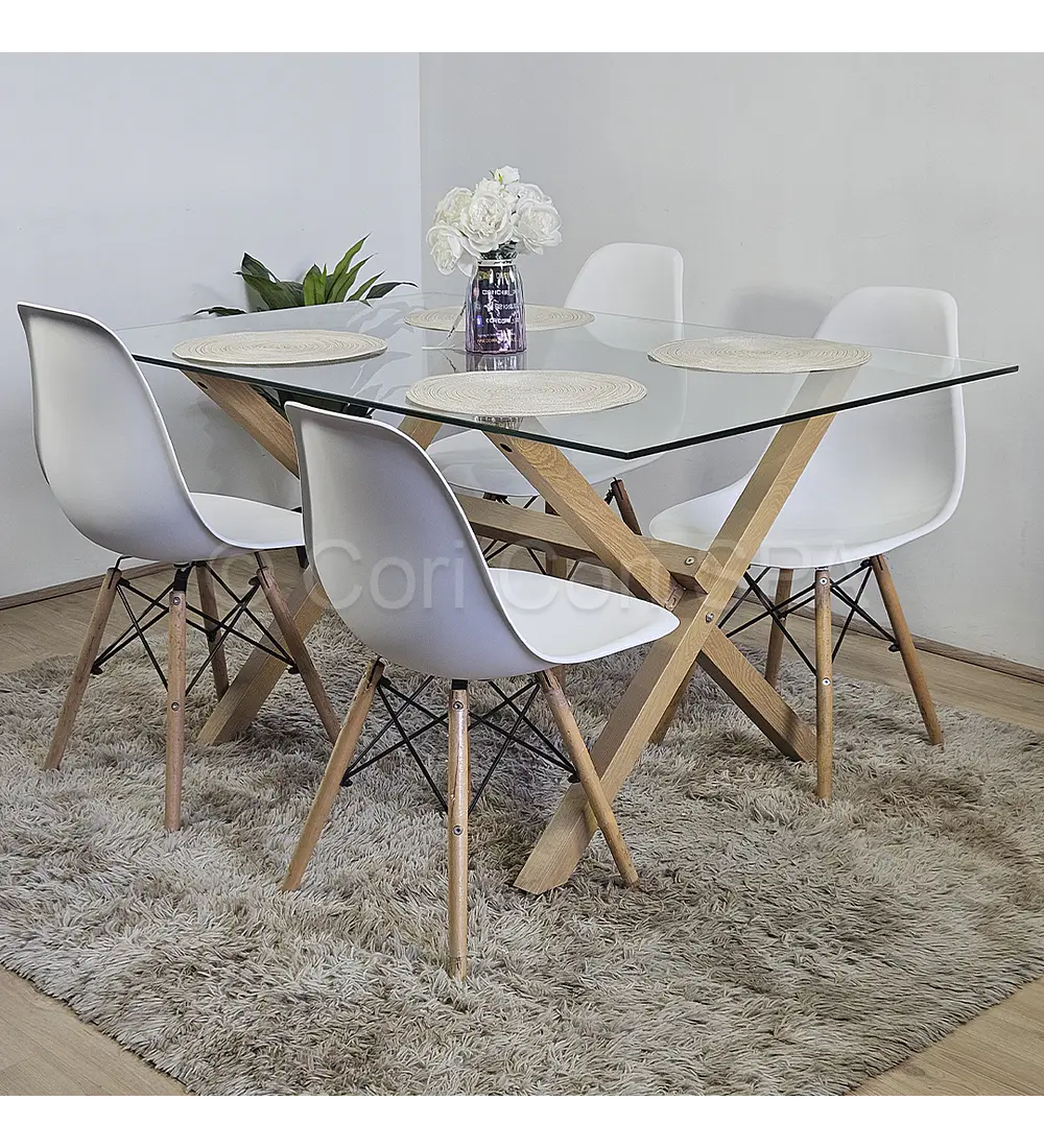 Comedor Medlock 130 x 80cm + 4 Sillas Eames 