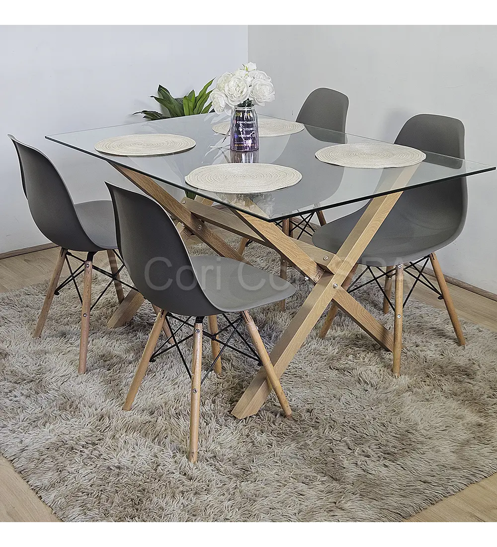 Comedor Medlock 130 x 80cm + 4 Sillas Eames 