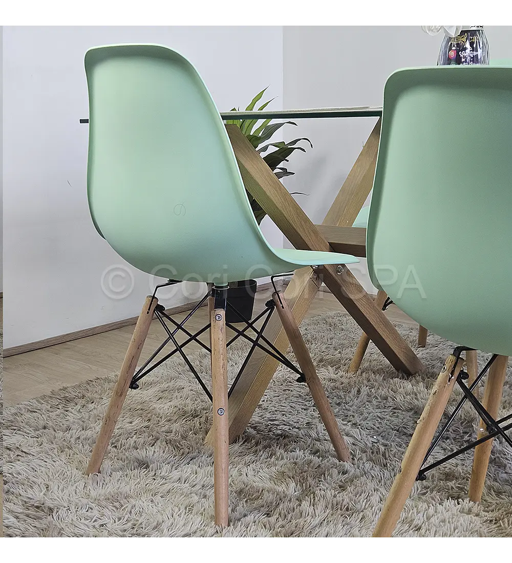 Comedor Medlock 130 x 80cm + 4 Sillas Eames 