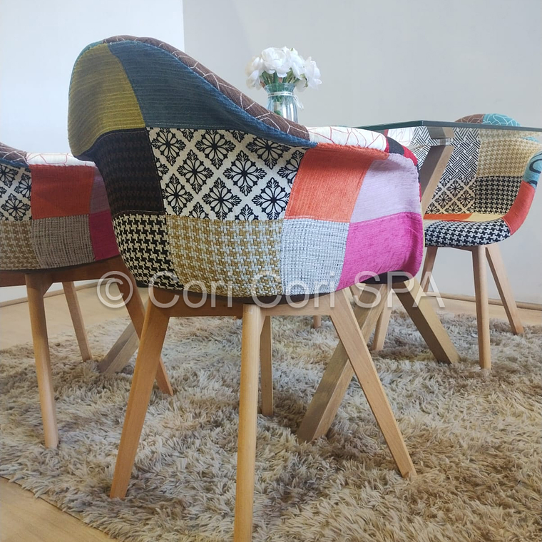 Comedor Medlock (120x80cm) + 4 Butacas Patchwork  3