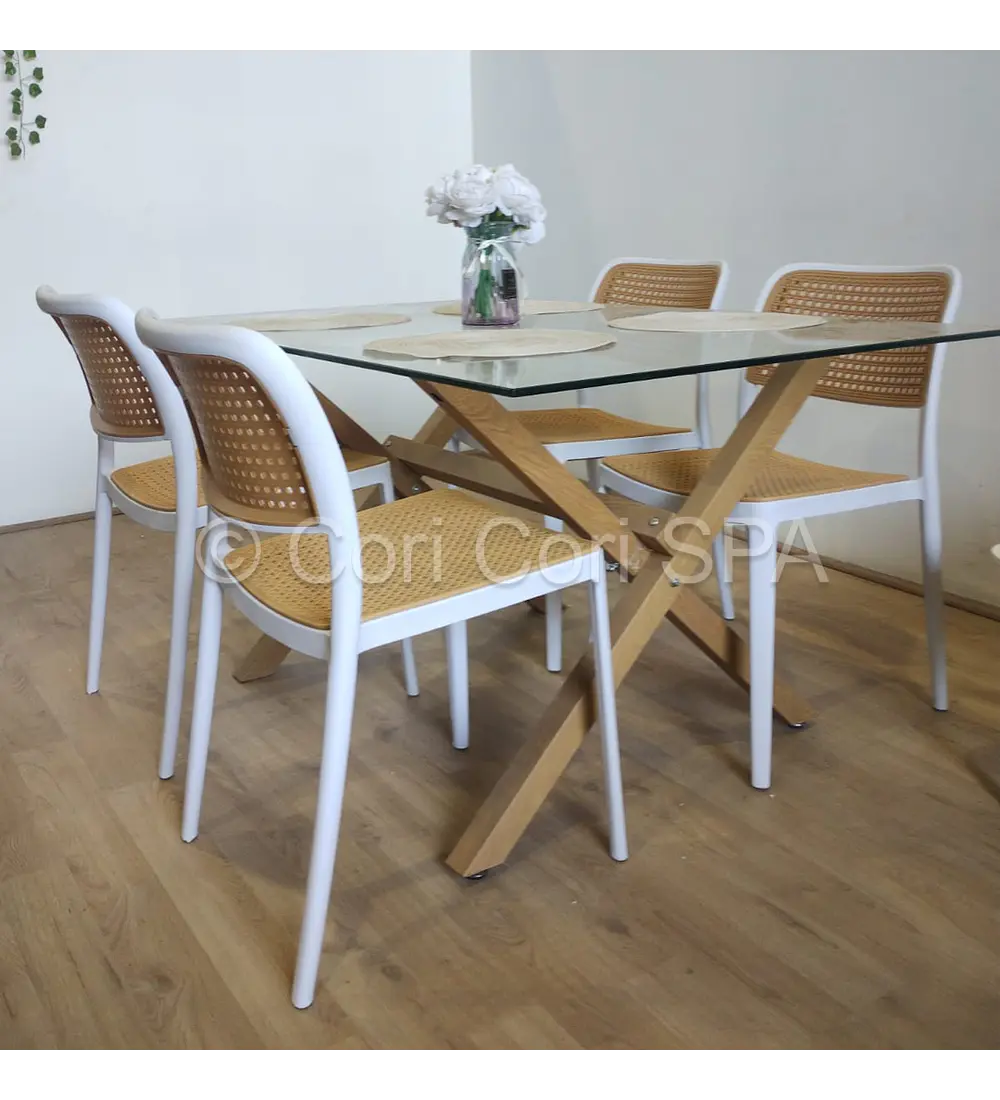 Comedor Medlock 130 x 80cm +  4 Sillas Delta