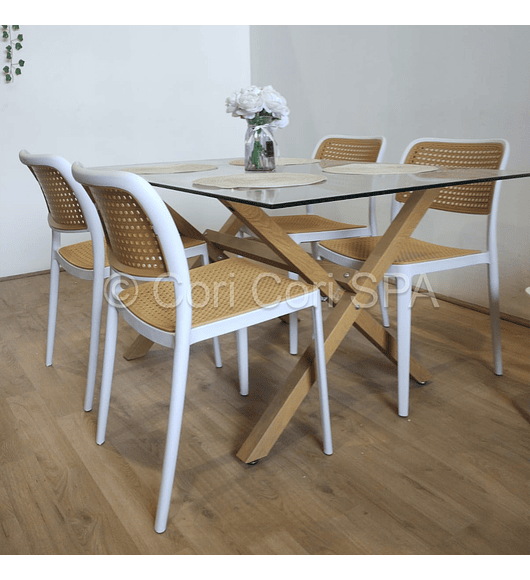 Comedor Medlock 130 x 80cm +  4 Sillas Delta