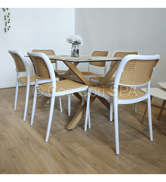 Comedor Medlock 130 x 80cm  +  6 Sillas Delta