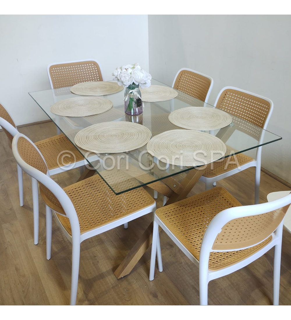 Comedor Medlock 130 x 80cm  +  6 Sillas Delta