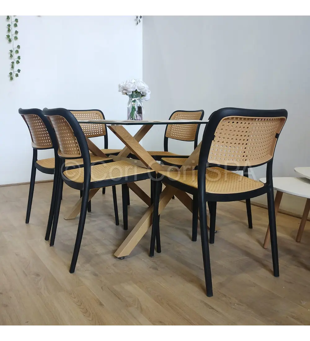Comedor Medlock 130 x 80cm  +  6 Sillas Delta