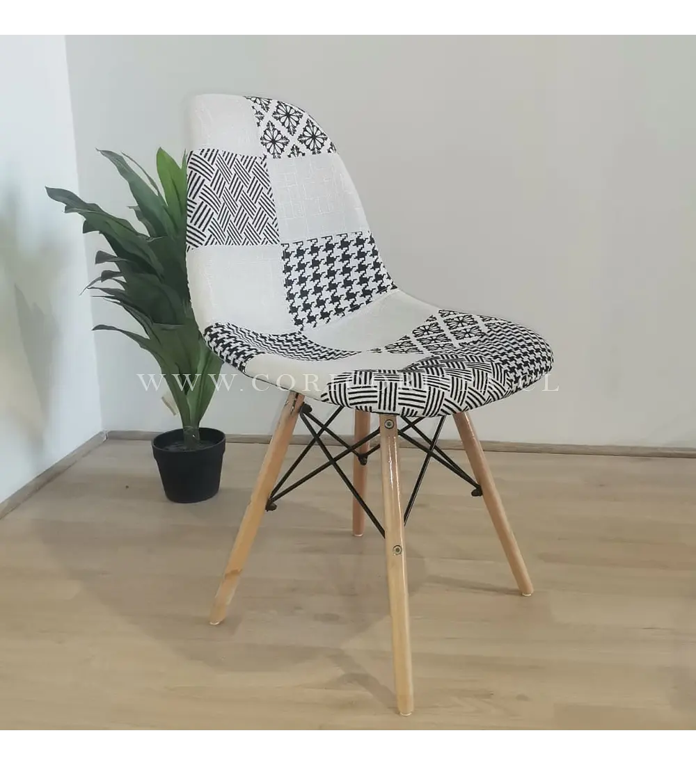 Comedor Medlock 130 x 80cm + 6 Sillas Patchwork Eames