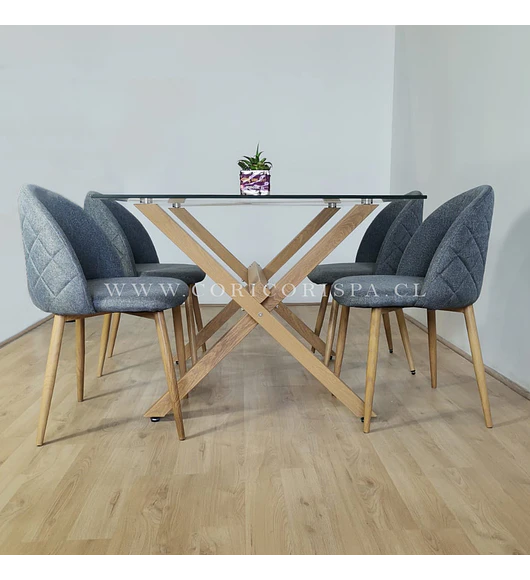 Comedor Medlock 130x80cm + 4 Sillas Bread Lino