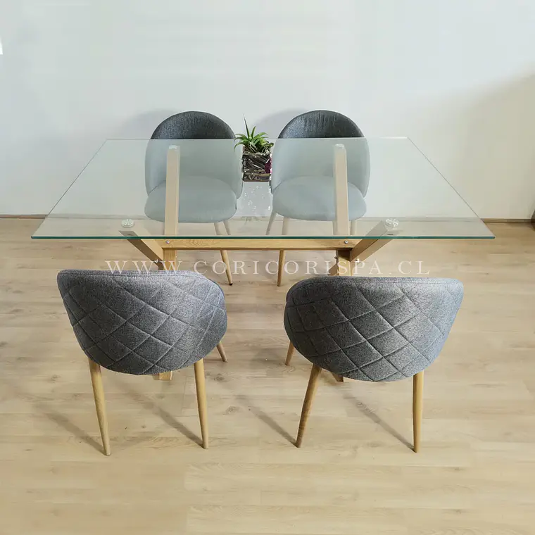 Comedor Medlock 130x80cm + 4 Sillas Bread Lino 2