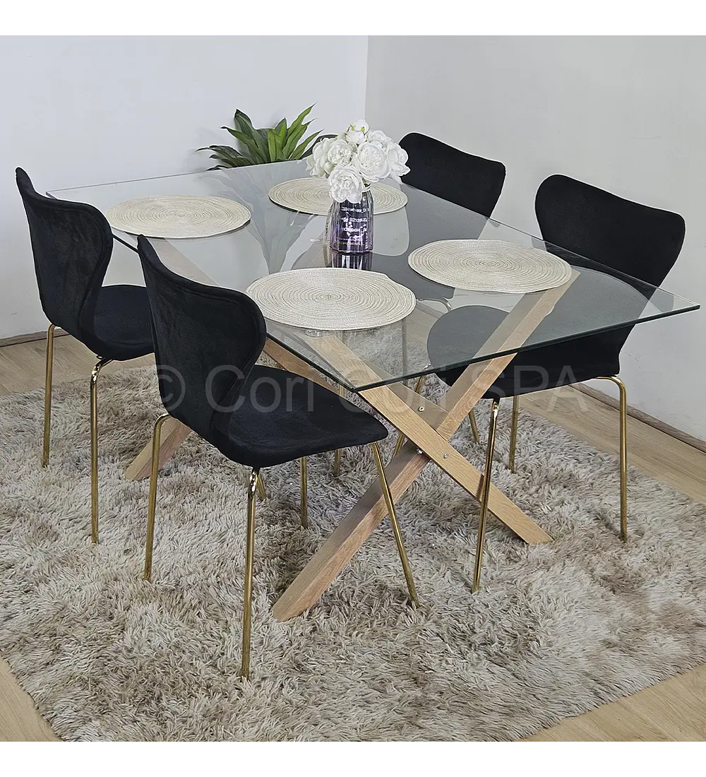 Comedor Medlock 130 x 80cm + 4 Sillas Corazón