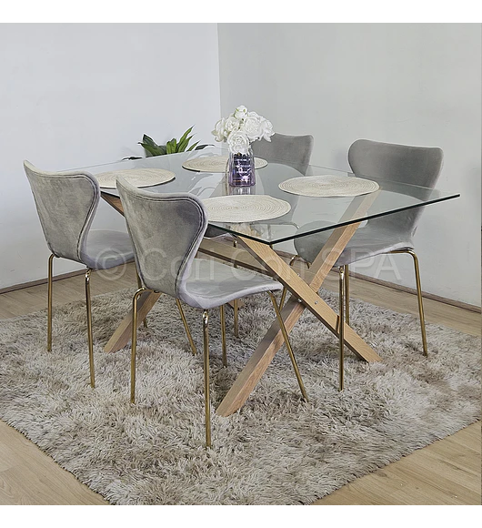 Comedor Medlock 130 x 80cm + 4 Sillas Corazón