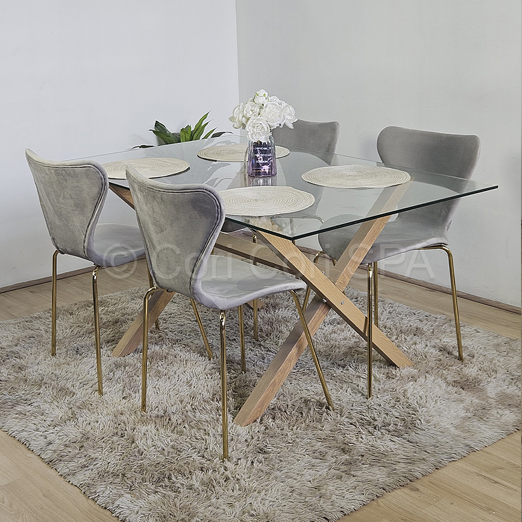 Comedor Medlock 130 x 80cm + 4 Sillas Corazón 1