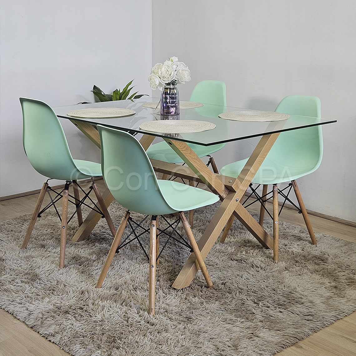 Comedor Medlock 130x80cm + 6 Sillas Eames 3