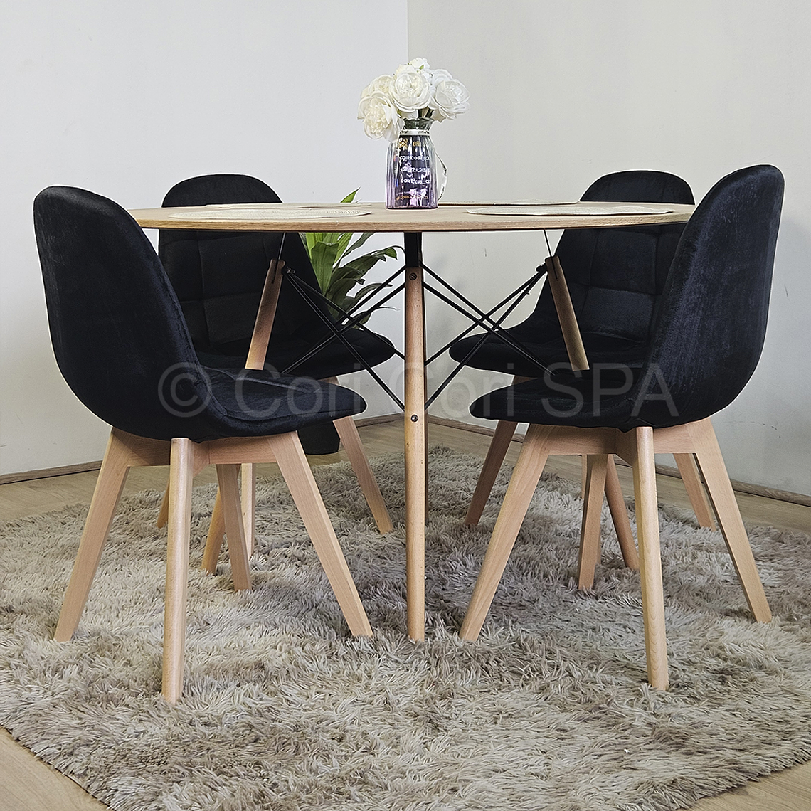 Comedor Mesa Wood 120cm + 4 Sillas Capitonne Velvet 4