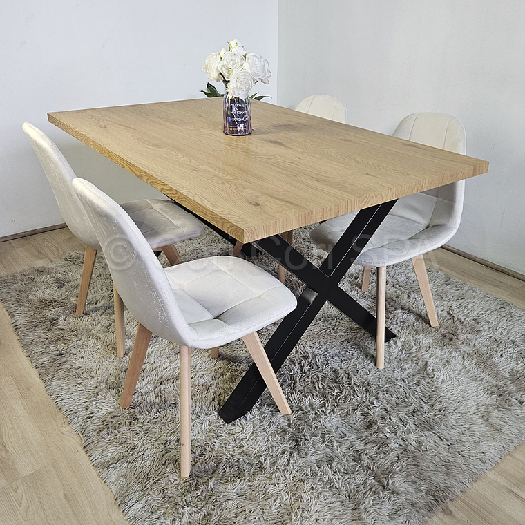 Mesa Metal Cross 140x90cm + 4 Capitonne Velvet 2