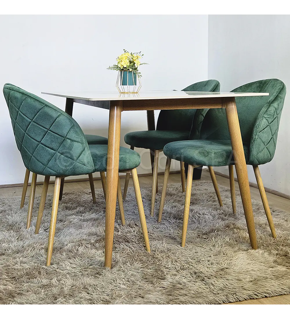 Comedor Mármol 120x80cm + 4 Sillas Bread Wood