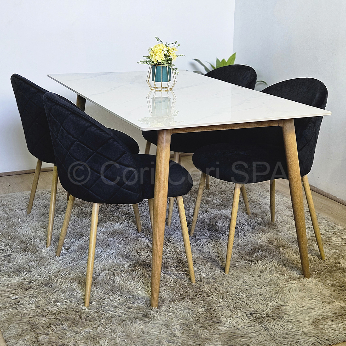 Comedor Mármol 120x80cm + 4 Sillas Bread Wood 4