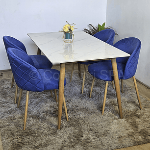 Comedor Mármol 140x80cm + 4 Sillas Bread Wood