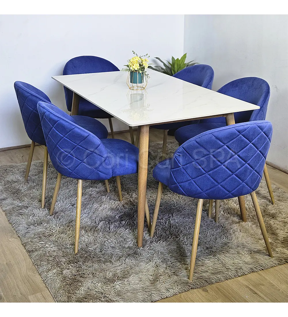 Comedor Mármol 120x80cm + 6 Sillas Bread Wood  