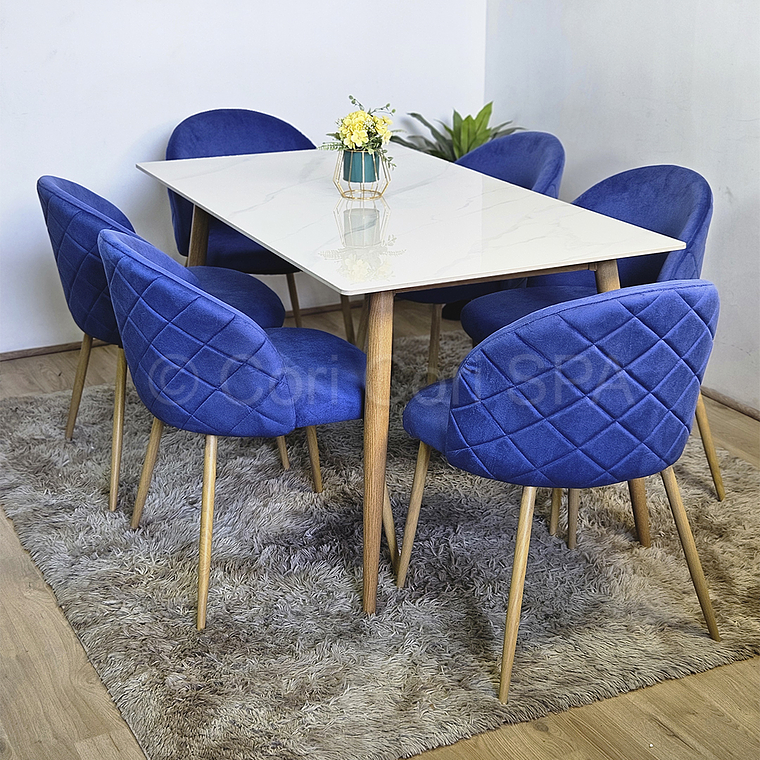 Comedor Mármol 120x80cm + 6 Sillas Bread Wood   1