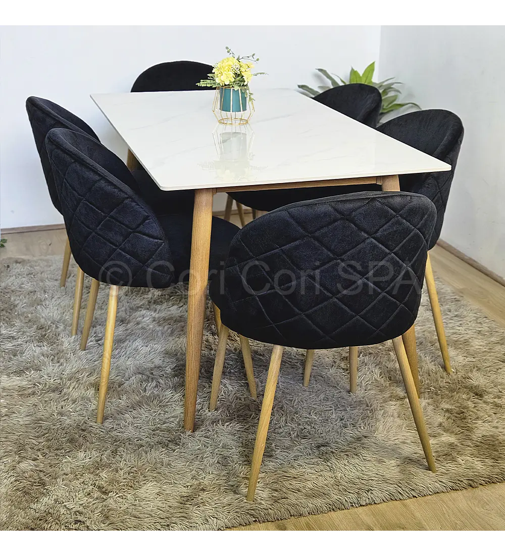 Comedor Mármol 120x80cm + 6 Sillas Bread Wood  