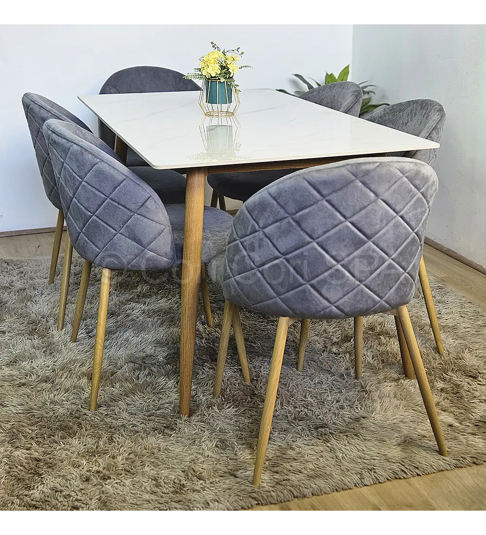 Comedor Mármol 120x80cm + 6 Sillas Bread Wood  
