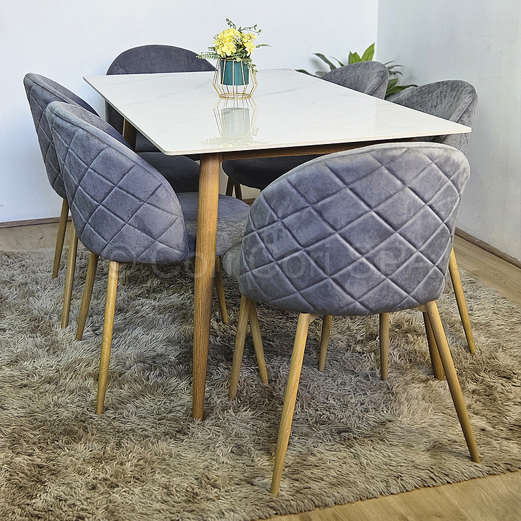 Comedor Mármol 120x80cm + 6 Sillas Bread Wood   3