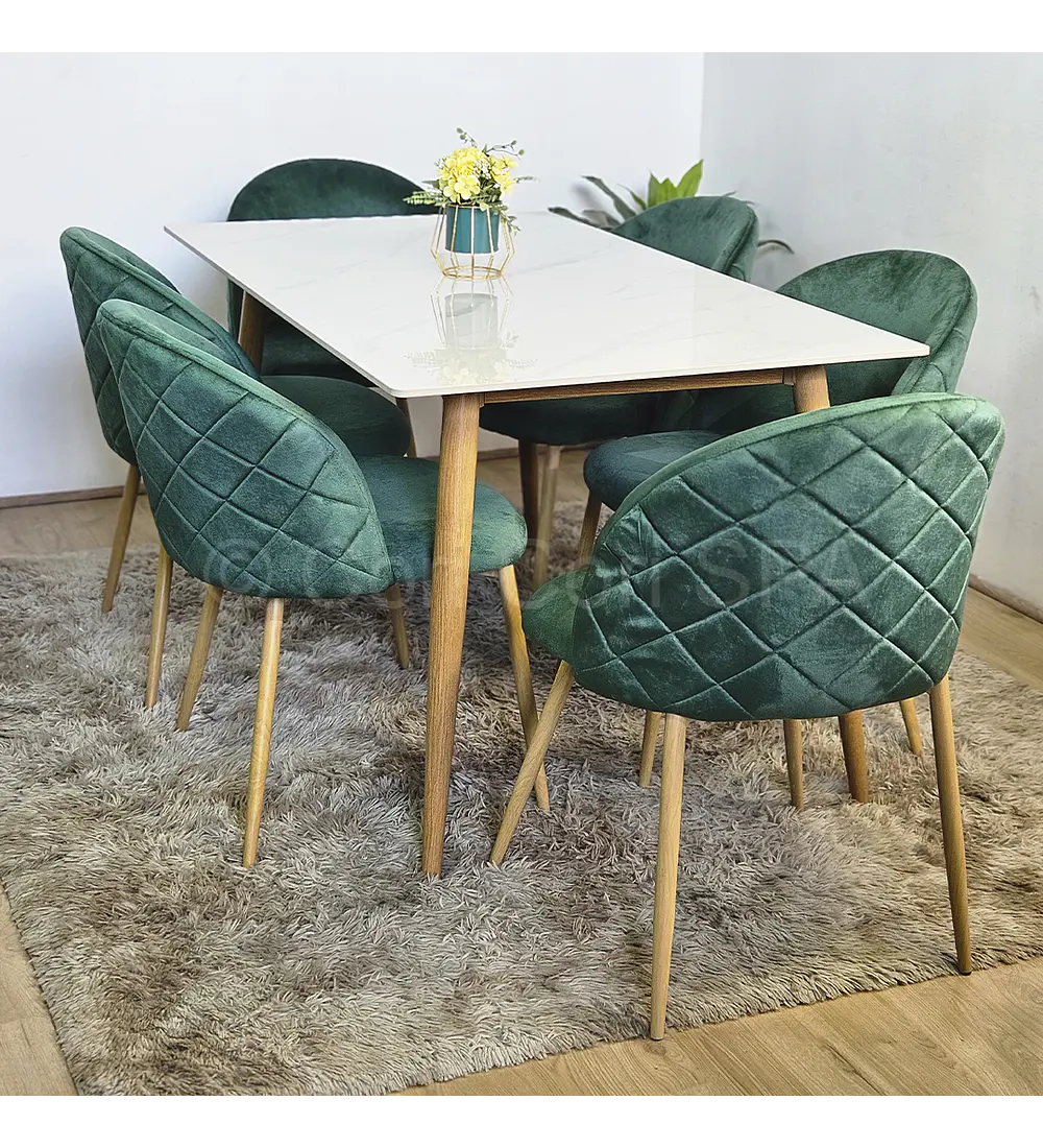 Comedor Mármol 120x80cm + 6 Sillas Bread Wood  
