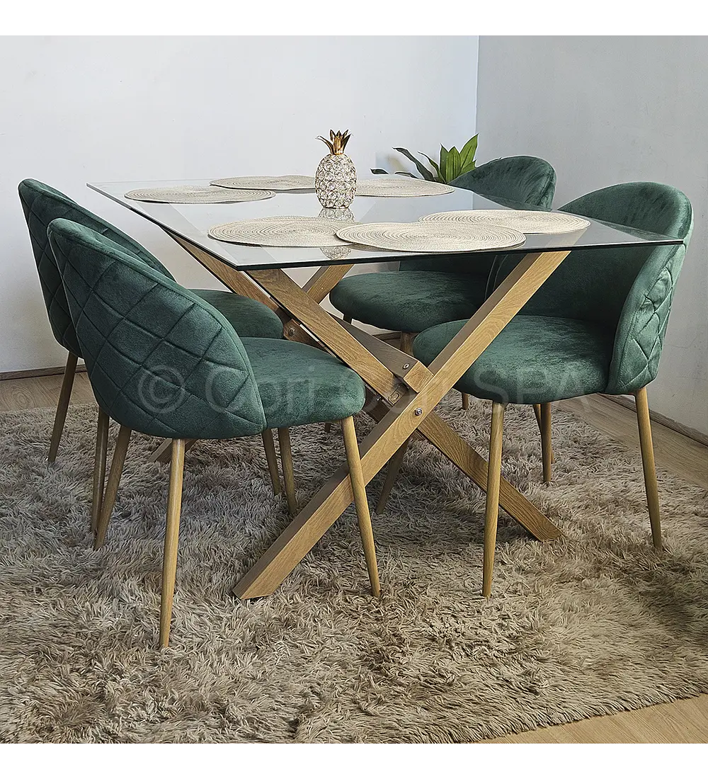 Comedor Medlock 140x90cm + 4 Sillas Bread Wood 