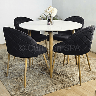 Comedor Mármol 100cm + 4 Sillas Bread Wood 
