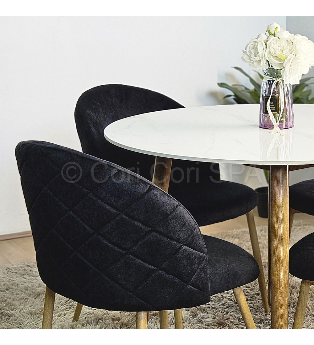 Comedor Mármol 100cm + 4 Sillas Bread Velvet Wood 