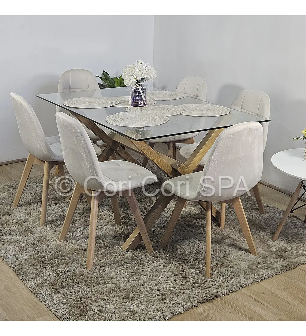 Comedor Medlock 130 x 80cm + 6  Sillas Capitonne Velvet 