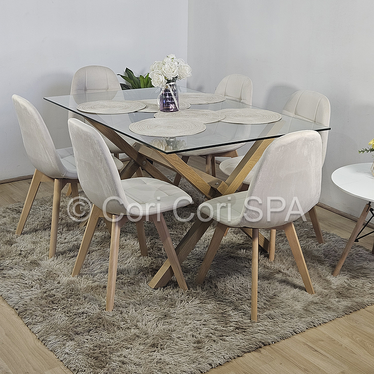 Comedor Medlock 140 x 90cm + 6  Sillas Capitonne Velvet  2