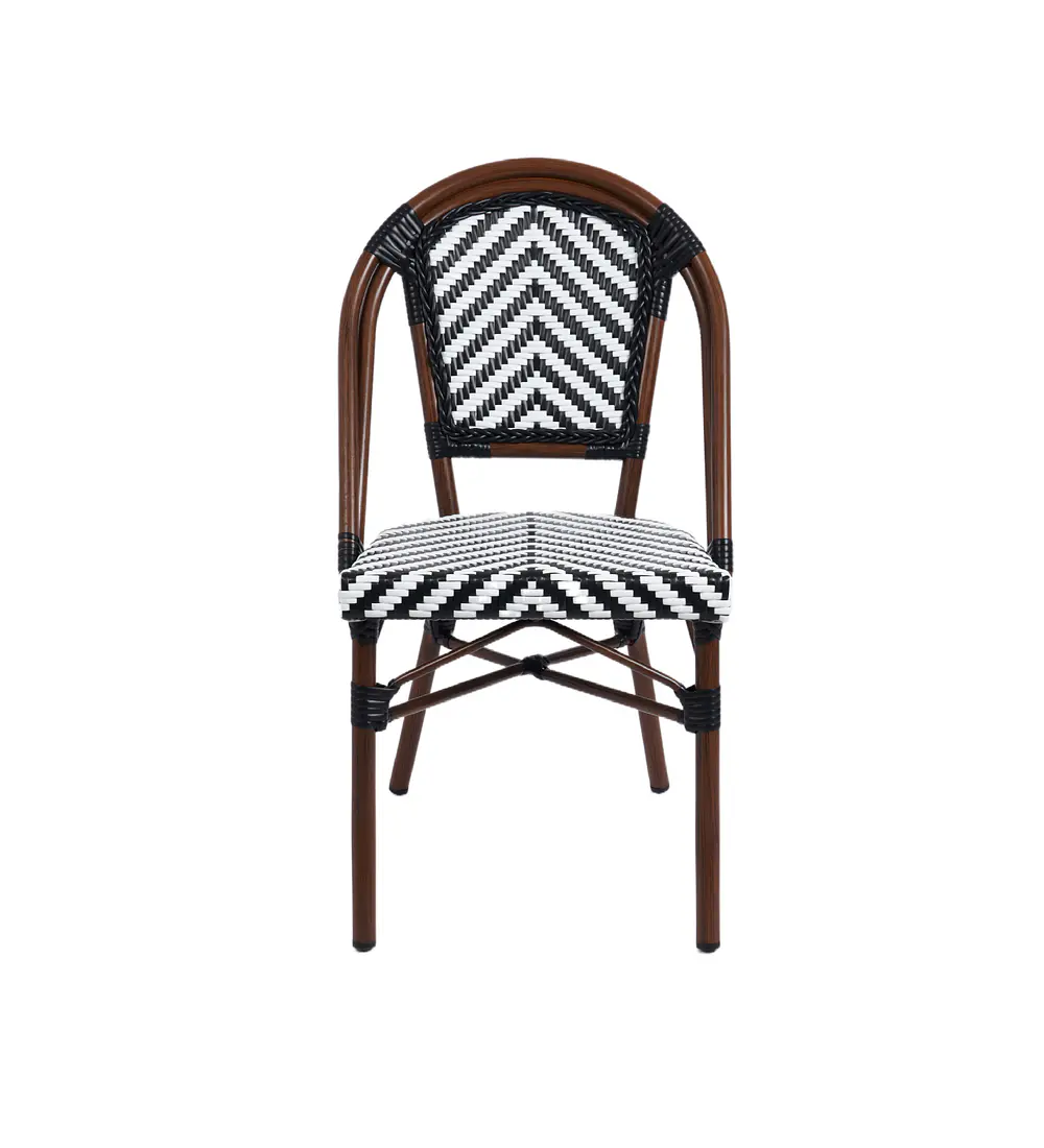 Silla Bistro Parisina Rattan - Blanca con negro