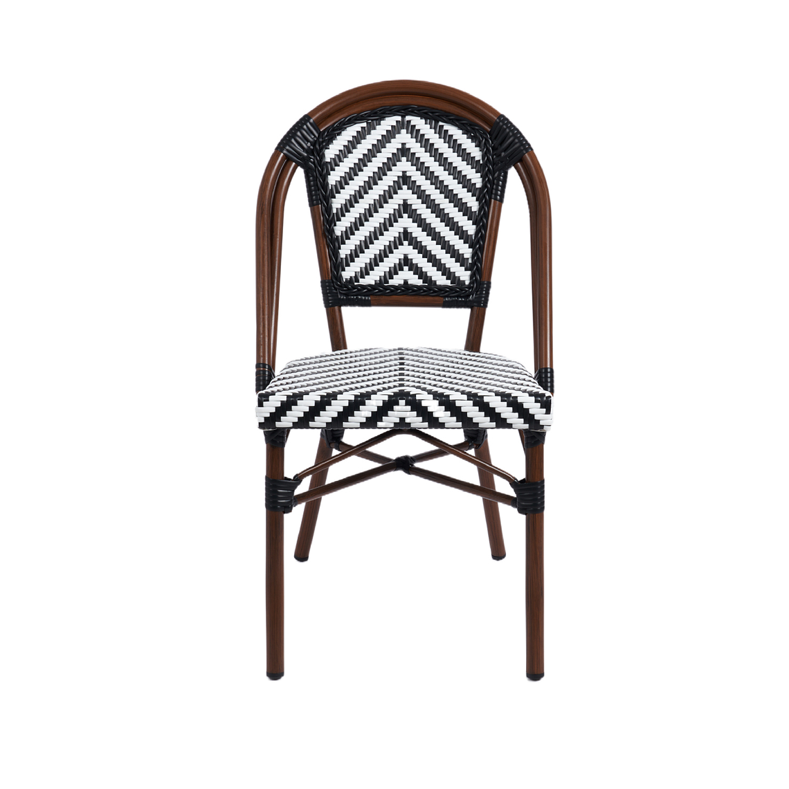 Silla Bistro Parisina Rattan - Blanca con negro 2