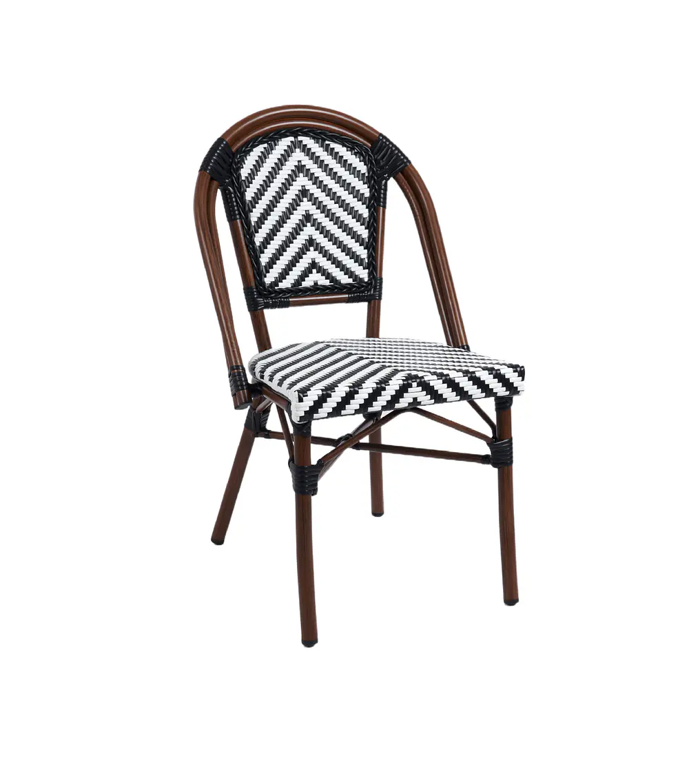 Silla Bistro Parisina Rattan - Blanca con negro