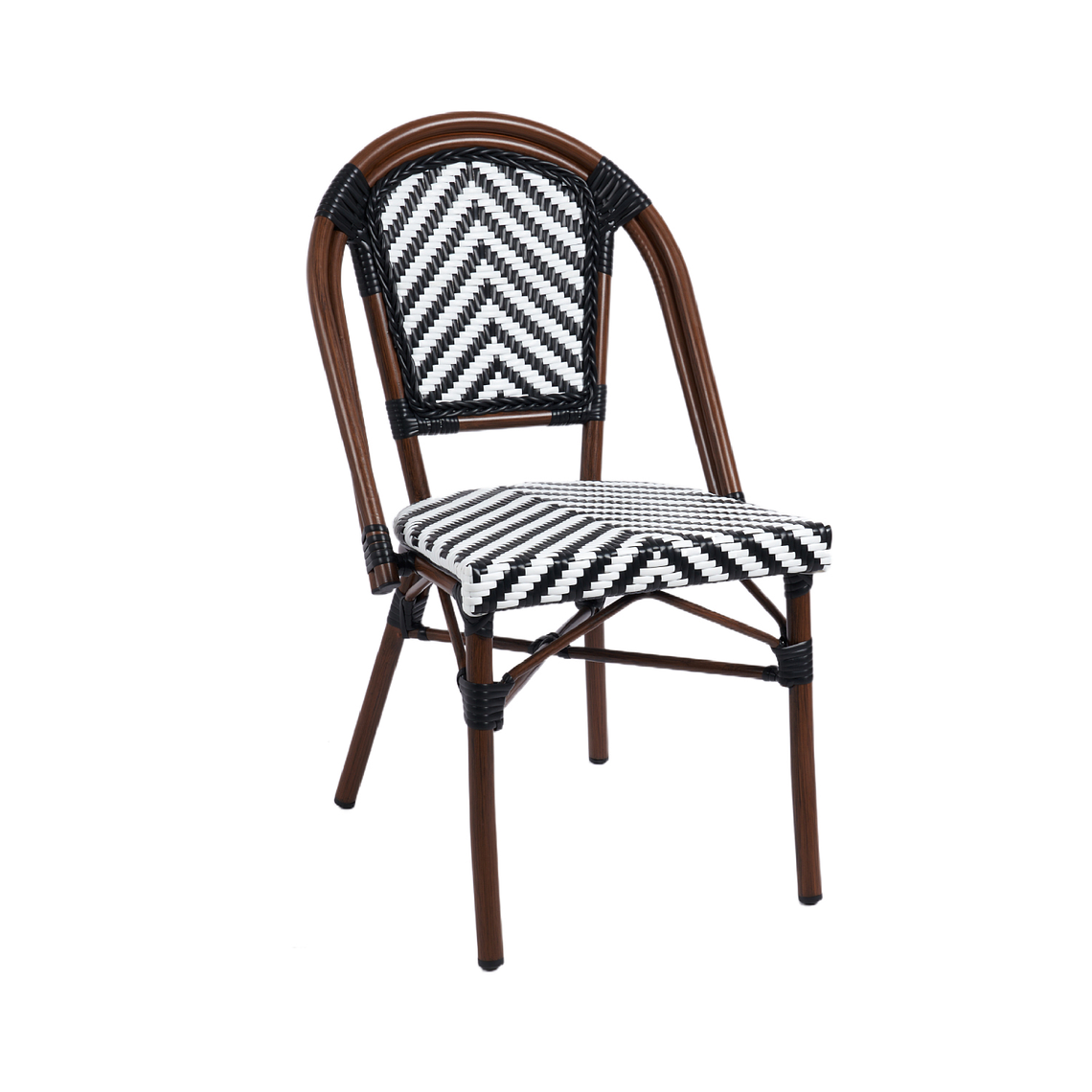 Silla Bistro Parisina Rattan - Blanca con negro 3
