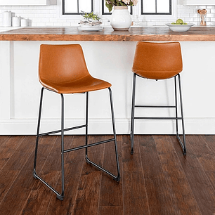 Taburete de bar Burgos de cuero y metal (Tipo industrial)