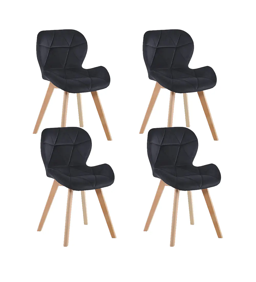 Pack 4 Sillas Mariposa Velvet Negro