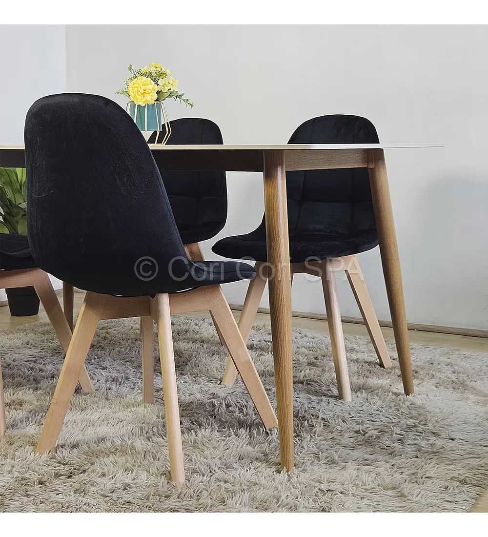 Mármol 160x90cm  + 4 Sillas Capitonne Velvet